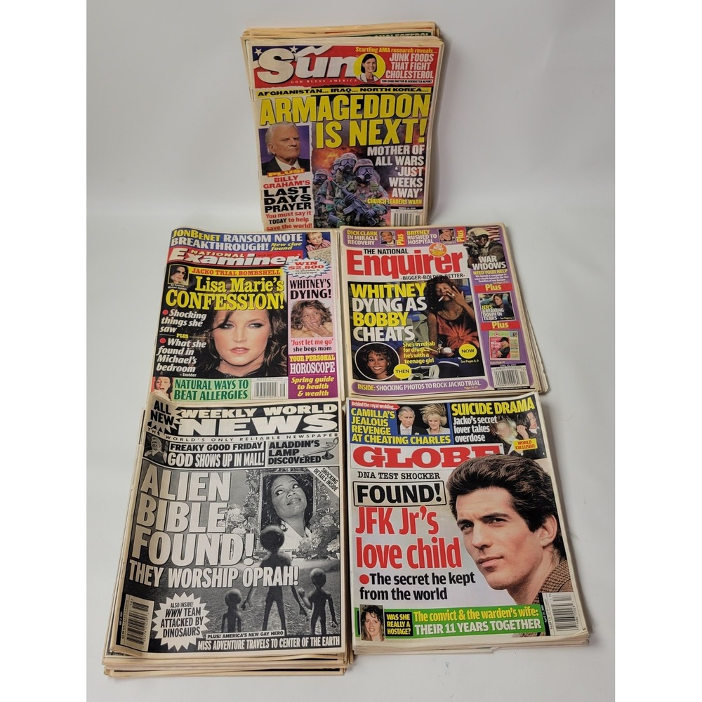 Vintage 2005 Tabloid Newspaper Lot 27 Weekly World National Enquirer Globe Sun